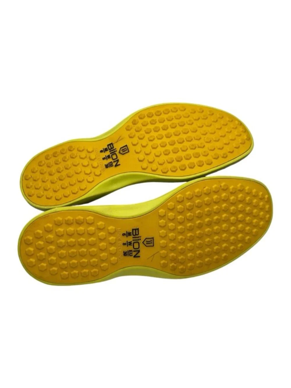 Biion Oxford Wingtip Spikeless Golf Shoes Women's 8 Grey Camo Yellow Men's 6
